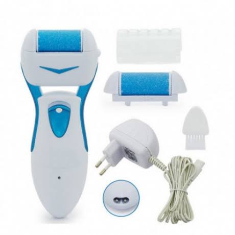 Gemei เครื่องขัดผิวด้านและส้นเท้าไร้สายแบบชาร์จ GM-3065 ไฟ LED มอเตอร์อัลลอยด์ หัวขัดล้างน้ำได้ แถม!!หัวขัดสำรอง - สีฟ้า