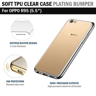 Qcase-เคสใส ผิวนิ่ม ขอบสี สำหรับ OPPO R9S  เคส ใส - Soft TPU Clear Case Plating for OPPO R9S