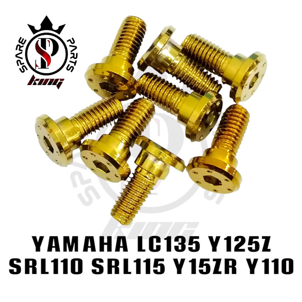 1PCS DOTS M8 YAMAHA GOLD ด้านหลังแผ่น SCREW LC135 Y125Z SRL110 SRL115 Y15ZR Y110 Y100