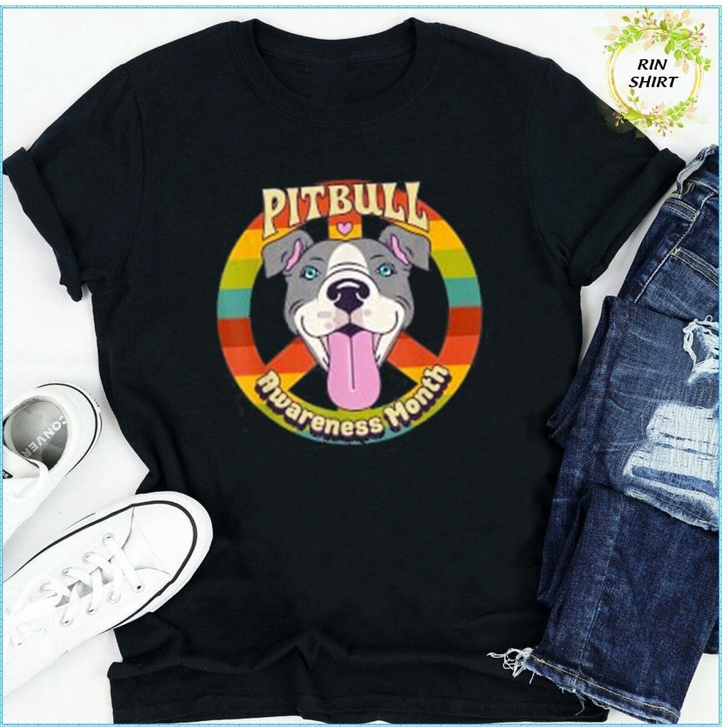Hot Pitbull Awareness เดือนสุนัข Pitbull Lover Pitbull เจ้าของบุรุษเสื้อยืดที่กําหนดเอง