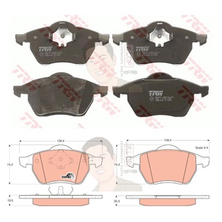 GDB1204 ผ้าเบรค-หน้า(TRW) (เนื้อผ้า COTEC) SEAT SHARAN 1.9 TDI 01&gt;