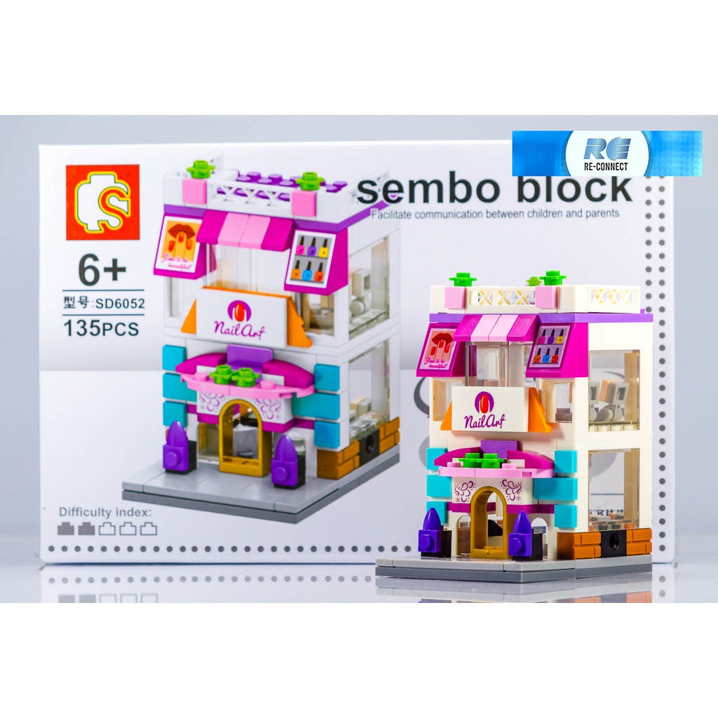 บล็อกตัวต่อร้านค้า เลโก้จีน ร้านทำเล็บผู้หญิง เพ้นท์เล็บ ของเล่น SEMBO BLOCK Nail Art Woman 135 PCS SD6052 LEGO China
