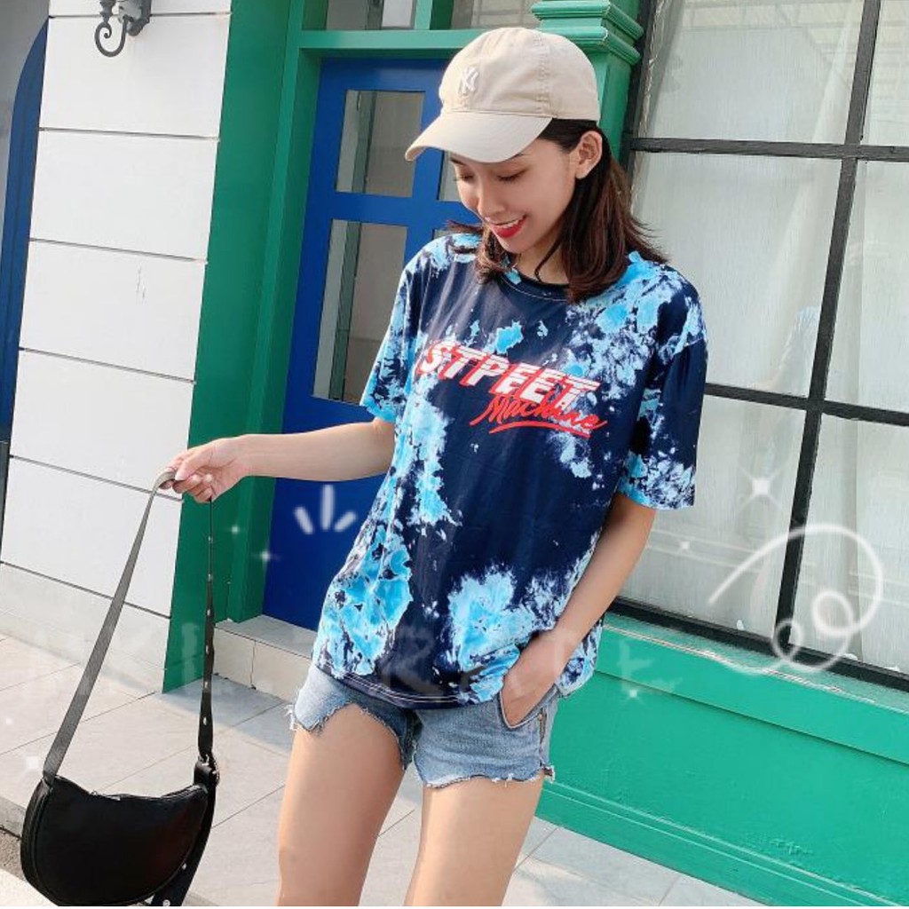 SHOP_MKL🌿เสื้อยืดลายมัดย้อม สกีนอักษร ทรง oversize #9735 - รูปที่ 2