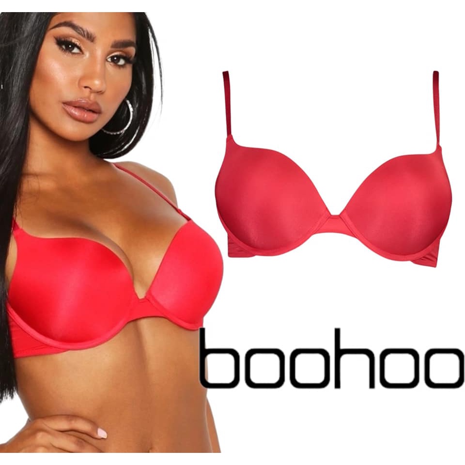 Boohoo ยี่ห้อ jumbo Bra สีสีแดงธรรมดาและเปลือยขนาด 32DD 32E 32F 34DD 34E 34F 36DD 36E 36F 38D 38E 38