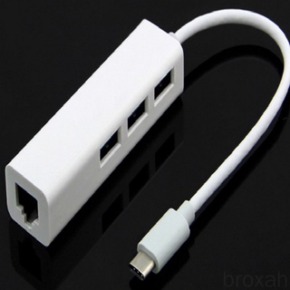 [Broxah]Usb C Type C To Ethernet อะแดปเตอร์แท็บเล็ตพีซี Usb2.0 Hub Rj45 เครือข่ายอะแดปเตอร์สายแลน