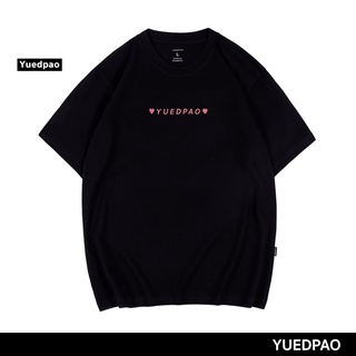 Yuedpao เสื้อยืด OVERSIZE Pink LOGO รับประกันไม่ย้วย 2 ปี เสื้อยืดสีพื้น OVERSIZE_สี BLACK