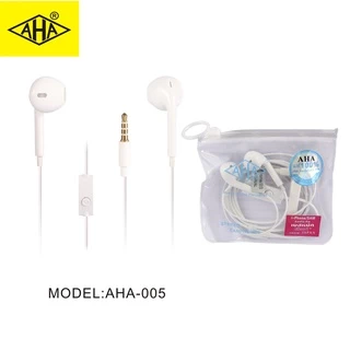 หูฟัง AHA 3.5mm สำหรับ phone ซัมซุง ออปโป วีโว่ เสี่ยวหมี่ บรรจุภัณฑ์ถุงเก็บกันน้ำ ไมโครโฟนในตัว เสียงดี Built-in Microp