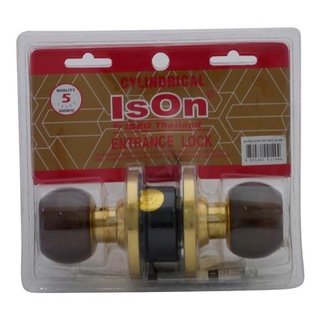 FREE HOME ลูกบิดทั่วไป ISON 8013 E-PB หัวกลม สีลายไม้ ลูกบิดประตู กลอนประตู ลูกบิดกลอนประตู