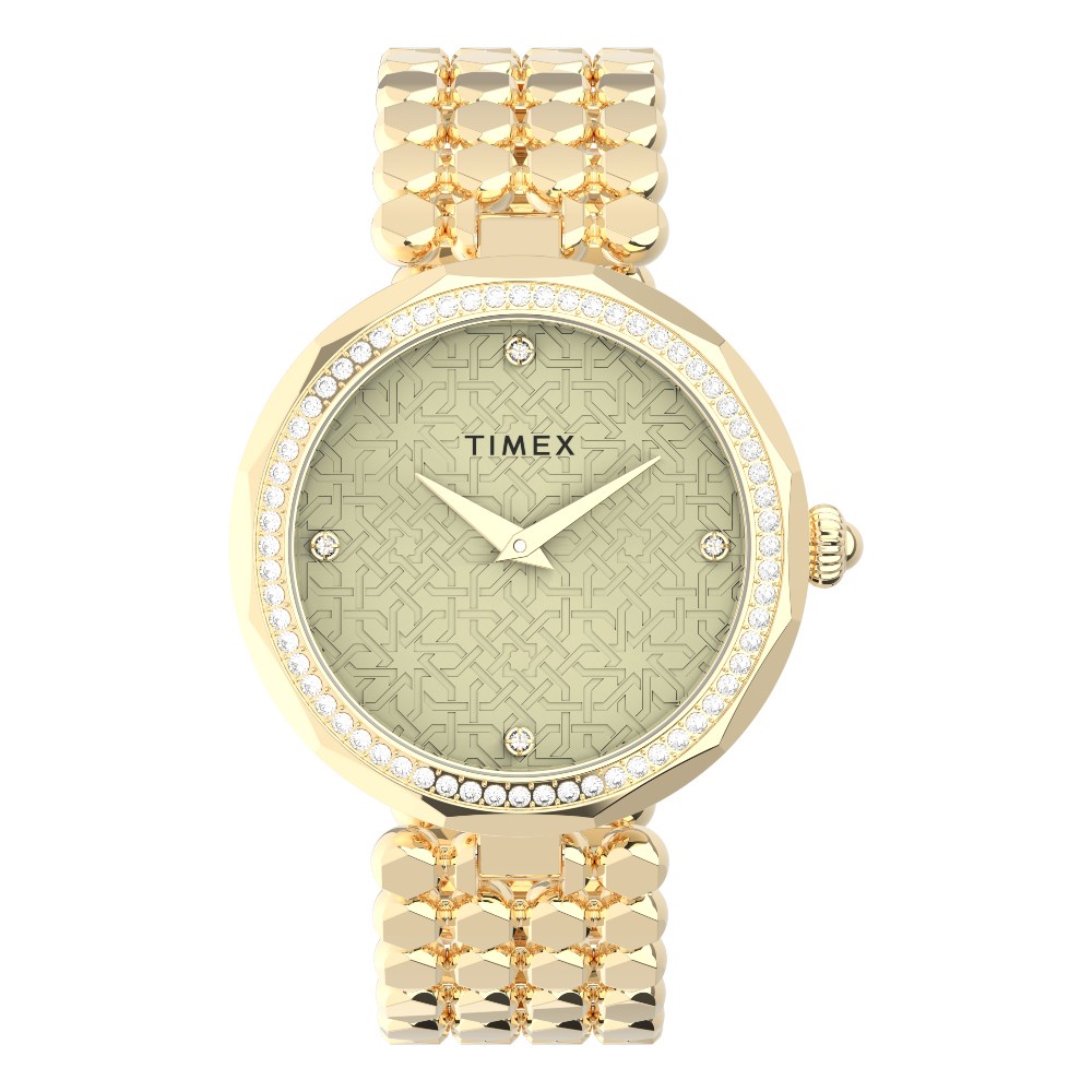 Timex TW2V02500 Jewelry Inspired นาฬิกาข้อมือผู้หญิง สีทอง หน้าปัด 34 มม.
