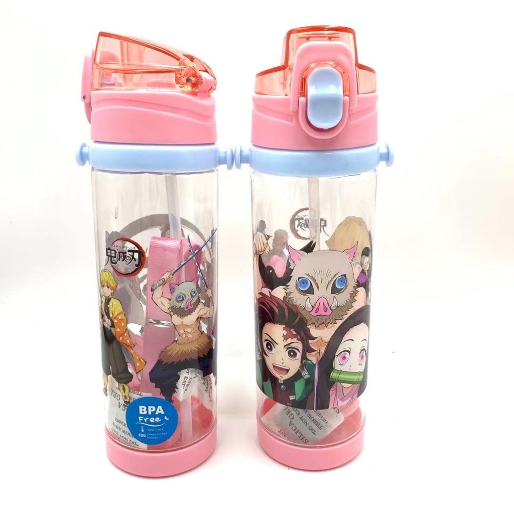 ขวดน้ำ ดาบพิฆาตอสูร ปราศจาก BPA มี 400ml/650ml มีสายคล้อง แบบหลอดดูดเด้งมีสายสะพาย หลอดซิลิโคน