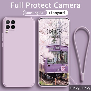 เคส Samsung A12 A22 A52 A52s A72 4G 5G เคสซิลิโคนเหลว พร้อมฝาครอบเต็มรูปแบบ กล้อง ฟรีสาย