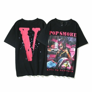 เสื้อยืดวินเทจเสื้อยืดคอกลม พิมพ์ลาย Pop Smoke Vlone King Of New York สไตล์วินเทจ ของขวัญวันเกิด สําหรับผู้ชาย xs-3xlS-5