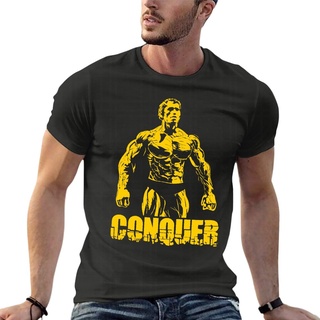 Conquer - เสื้อยืดแขนสั้น พิมพ์ลาย Arnold St Schwarzenegger แนวสตรีท ขนาดใหญ่ สไตล์ฮาราจูกุ สําหรับผู้ชาย