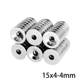 200ชิ้น แม่เหล็กแรงสูง 15x4รู4มิล Neodymium Magnet 15*4รู4มิล แม่เหล็กนีโอดิเมียม 15x4-4มิล แม่เหล็กกลมแบน มีรู15x4รู4mm