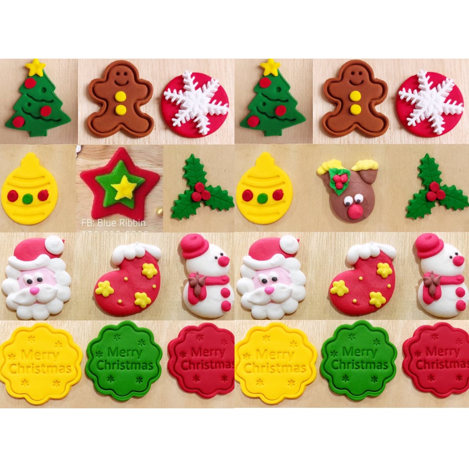 60ชิ้น ขายส่ง คริสมาส น้ำตาลแต่งเค้ก น้ำตาลปั้น ของตกแต่ง ต้นคริสมาส ซานต้า สโนวแมน เทศกาลคริสมาส ตุ๊กตาน้ำตาลปั้น