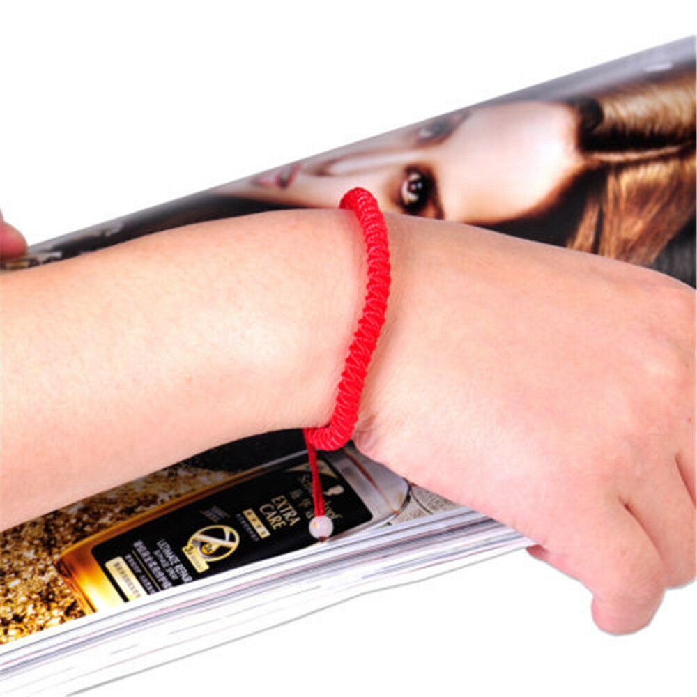 h & g 1 x สร้อยข้อมือเชือกถักสีแดงสําหรับผู้ชายและผู้หญิง