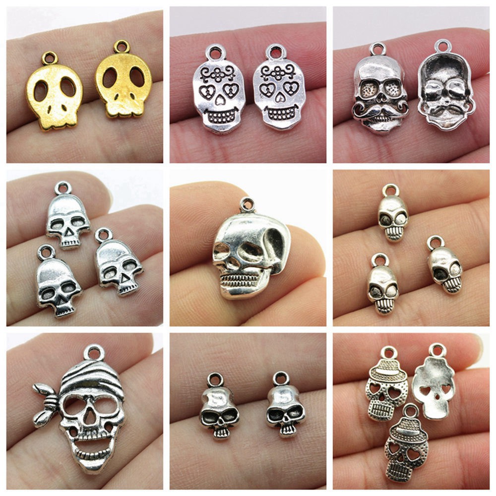 จี้รูปกะโหลกน้อย สําหรับทําเครื่องประดับ แฮนด์เมด Diy