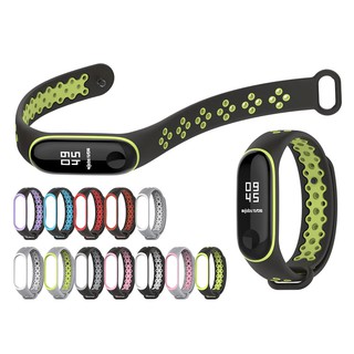 Xiaomi Mi band 3 4 Mijobs สายสำรอง สายรัดข้อมือสองสี 3 4 Tone Replacement Strap Sport Wear