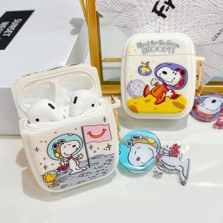 เคสหูฟังบลูทูธไร้สาย ซิลิโคนนิ่ม Tpu กันกระแทก ลายการ์ตูน Snoopy Planet ins พร้อมจี้ สําหรับ AirPods 1 2 Pro 3 2021