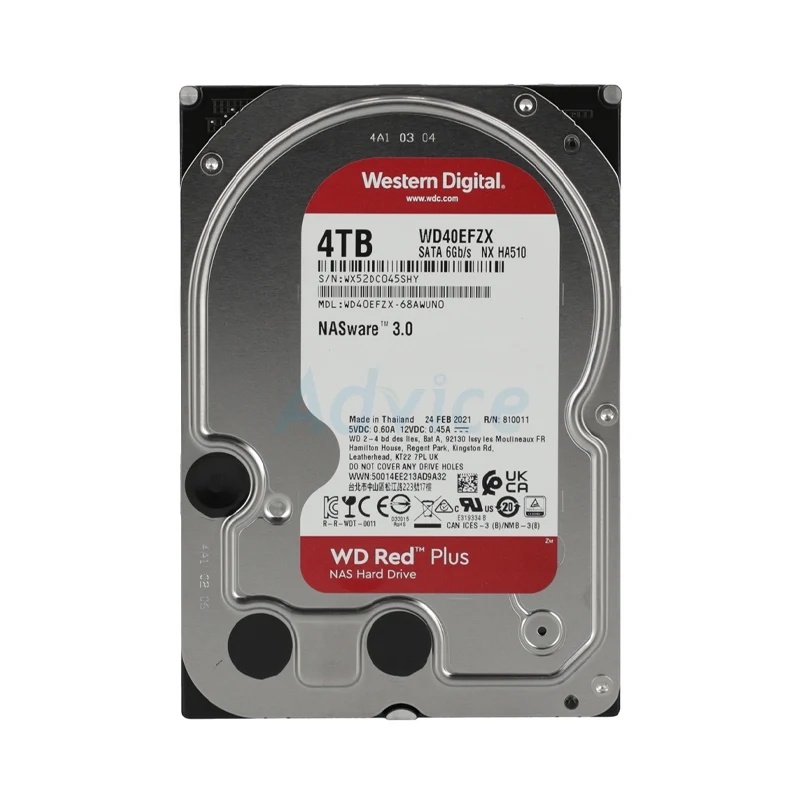 4 TB HDD WD RED PLUS NAS (5400RPM, 128MB, SATA-3, WD40EFZX) | Shopee  Thailand