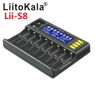 เครื่องชาร์จถ่าน LiitoKala Lii-S8 ชาร์จได้ 8 ก้อน รองรับ 26650，21700，20700, 18650, 18490, 18350 AA AAA （ของแท้100%)