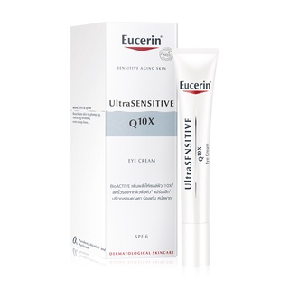 Eucerin UltraSENSITIVE Q10X Eye Cream 15ml (ยูเซอริน อายครีม บำรุงผิวรอบดวงตา ยกกระชับ ลดเลือนริ้วรอย) ริ้วรอย