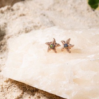 Starfish Black Opal Earrings