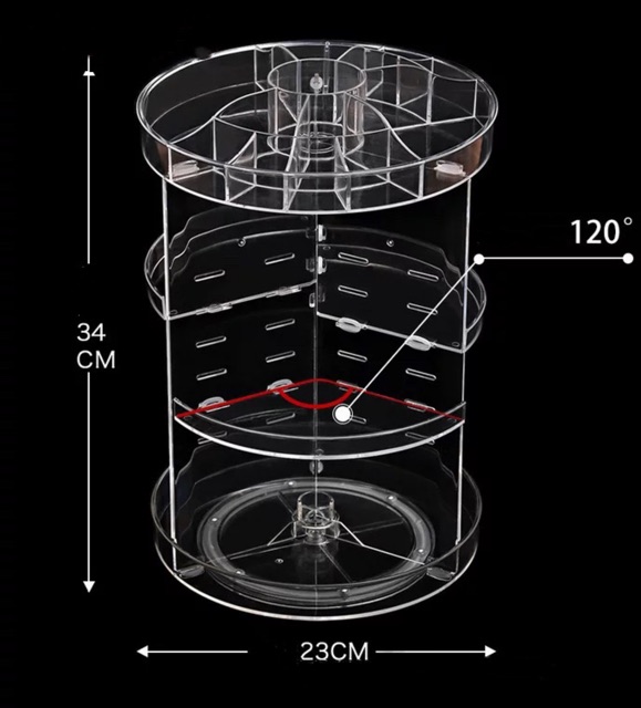 🔥HOME BRO สินค้าพร้อมส่ง ลายเพชร กล่องเก็บเครื่องสำอางอะคริลิคชั้นวางเครื่องสำอางหมุนได้360°  101-106 - รูปที่ 5