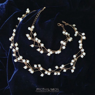 Classy Pearl Choker Bracelet Set : กำไล สร้อยข้อมือ สร้อยคอ โชคเกอร์ มุก ออกงาน