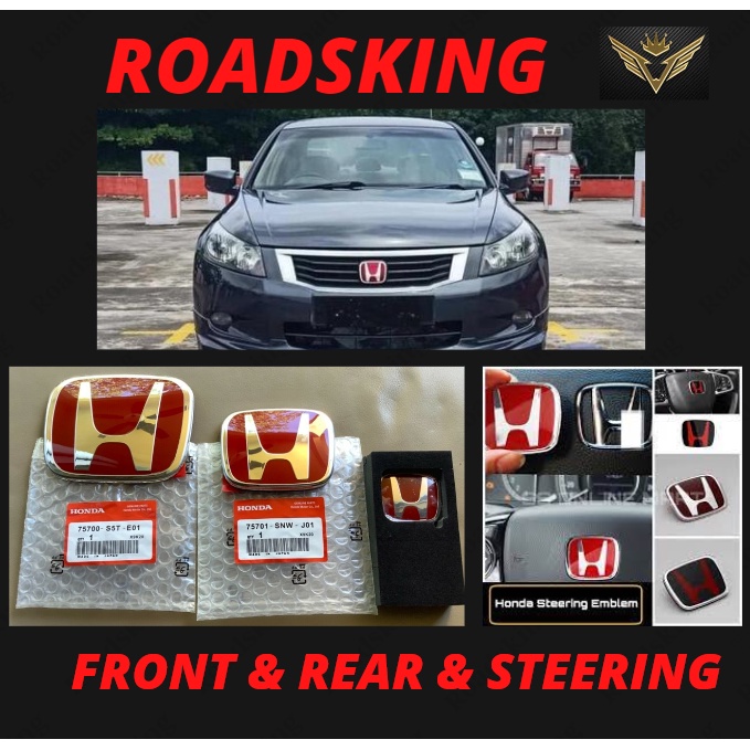 HONDA LOGO ACCORD 2008 ~ 2013 RED + SILVER BLACK SILVER HIGH QUANLITY