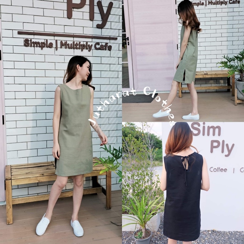 พร้อมส่ง!!! Minimal dress basic ผ้าฝ้ายหนานุ่ม