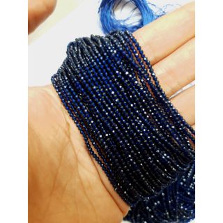 หินลาพิสลาซูลี่ Lapis Lazuli ขนาด 2 มิลลิเมตร 1 เส้น อะไหล่สำหรับร้อยสร้อยคอและสร้อยข้อมือ