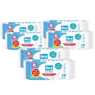 Inco อินโก้(ยกลังสุดคุ้ม12 ห่อ )ผ้าเช็ดทำความสะอาดผิวผู้ใหญ่ Size XL บรรจุ40 แผ่นต่อห่อ (ยกลัง12ห่อ)