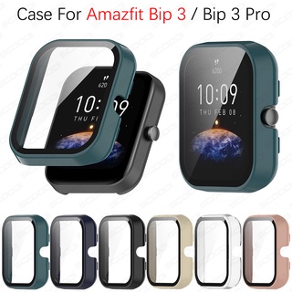 เคส PC ป้องกันเต็มจอ พร้อมกระจกนิรภัย สําหรับ Huami Amazfit BIP 3 / BIP 3 Pro watch Cover