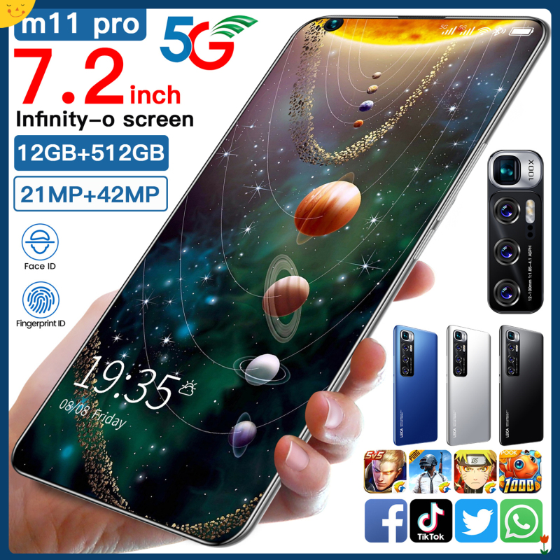 M11 Pro มือถือราคาถูก หน้าจอใหญ่ สามารสแกนนิ้วมือได้ 7.2 นิ้วRAM12GB ROM512GB 4G/5G แบตเตอรี่ 5600 mAh ใช้แอพธนาคารได้