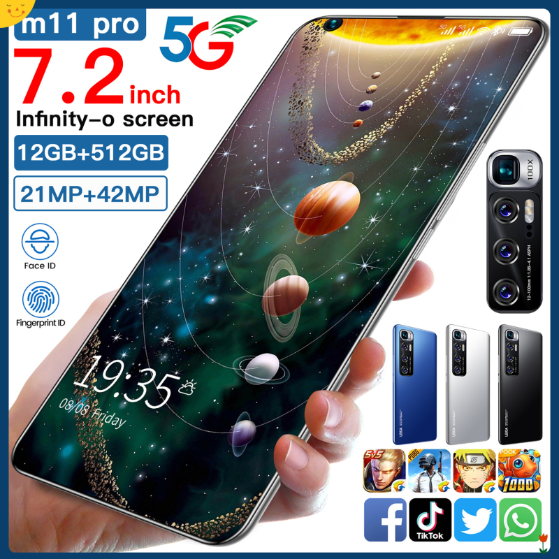 M11 Pro มือถือราคาถูก หน้าจอใหญ่ สามารสแกนนิ้วมือได้ 7.2 นิ้วRAM12GB ROM512GB 4G/5G แบตเตอรี่ 5600 m