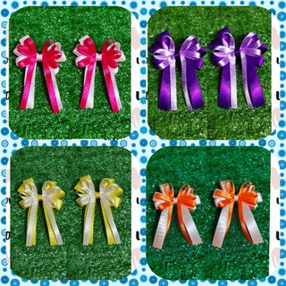 โบว์นักเรียนสีทูโทน 🍭🍭 ผ้าซาตินขนาด 13 มิล 🍒🍒 3 แฉก 2 ชั้น 🎀🎀 ขายเป็นคู่