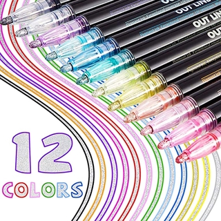 ปากกามาร์กเกอร์สีเมทัลลิกสําหรับวาดภาพระบายสี 8 / 12 ชิ้น