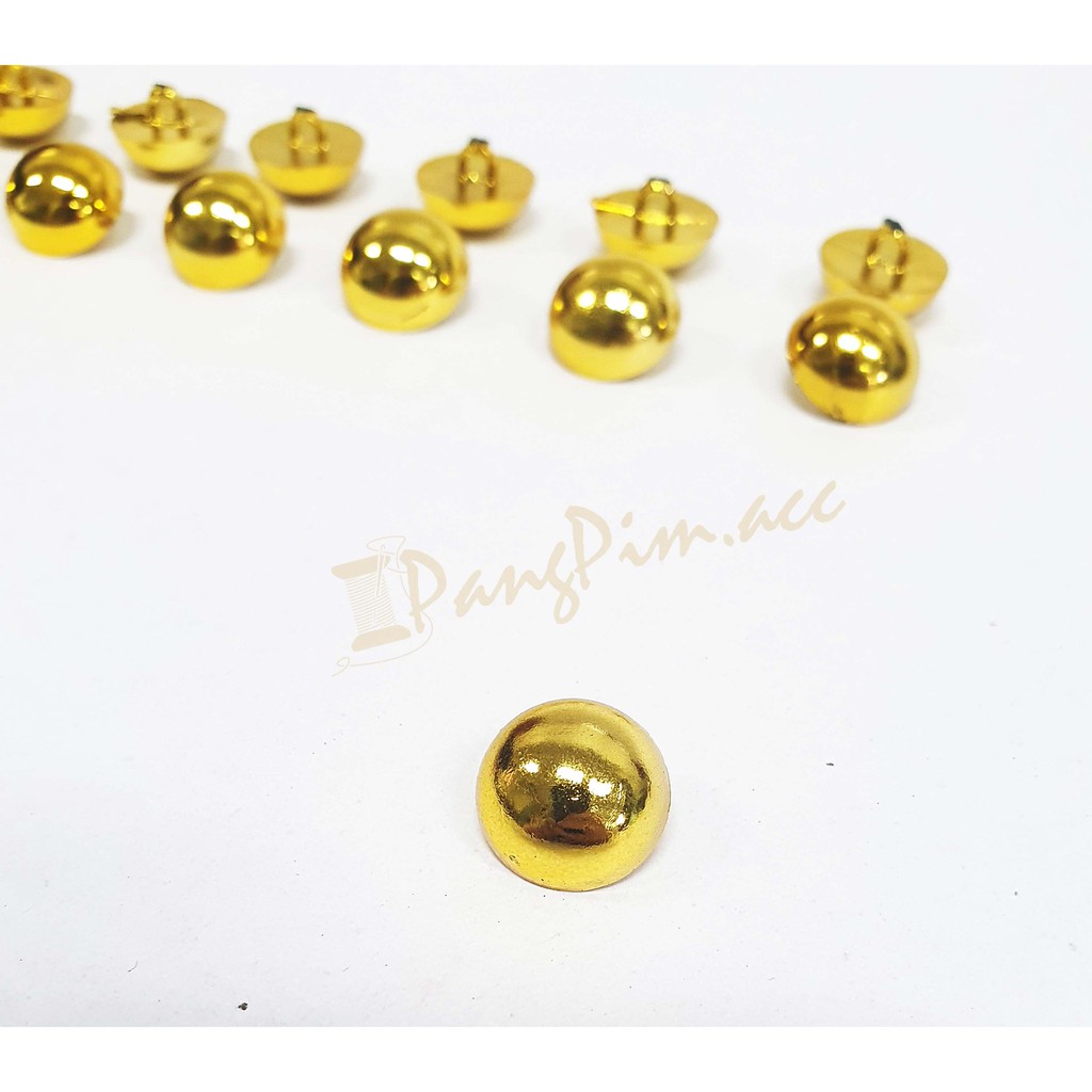 กระดุมสอย กระดุมสอด พลาสติก (สีทอง, สีทองพ่นทราย) ขนาด 15 มิลลิเมตร // ถุงละ 50 เม็ด - รูปที่ 2