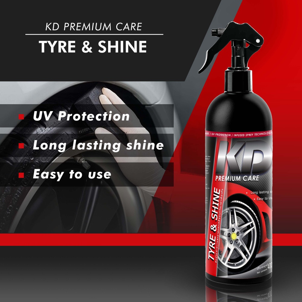 น้ำยาเคลือบยางรถยนต์ให้ดำเงาเหมือนใหม่ตลอดเวลา ยี่ห้อKD Premium Care / Tire and Shine