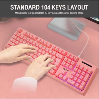 Oker KB-789 คีย์บอร์ดเกมมิ่ง Keyboard Gaming สีชมพู  Pink ไฟทะลุแป้น เกมมิ่งคีย์บอร์ดไฟ LED หัวเสียบ USB ของแท้ 100% ❗❗