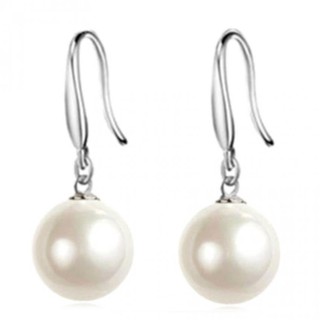 TANITTgems ต่างหูไข่มุกNatural shell pearlทรงกลมสีขาวแบบสวยหรู