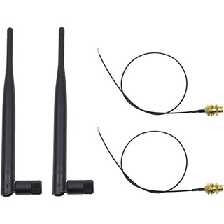 2 X 4G Omni Antenna 2.5dBi พร้อม U.FL MHF2 to SMA Female Cable RF1.37mm 15Cm