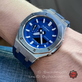 G-Shock รุ่น GA-2100HC-2A custom AP Silver Blue Rubber GEN3 ใหม่ล่าสุด ของแท้ ประกัน 1 ปี