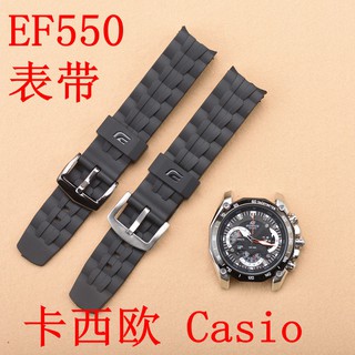 CASIO Casio EF-550 สายนาฬิกายางนุ่มพร้อมสายโค้งสีดำ Casio 22 มม