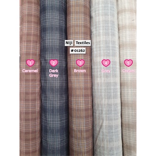 ผ้าทอญี่ปุ่น ผ้าเมตร ผ้ายานดาย ลายตารางทับ 5 จุด Japanese Yarn Dye Cotton 100% Checkered + 5 Dotted Line Print