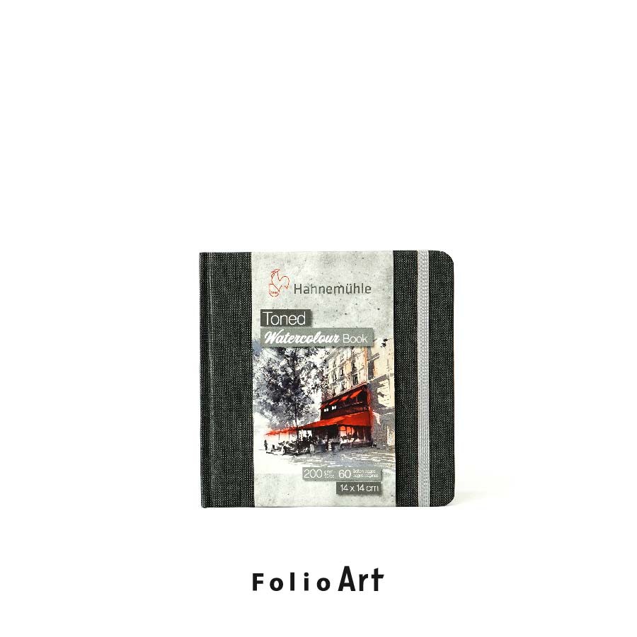 FOLIO ART : สมุดวาดภาพ Hahnemühle Toned watercolor book grey -92134 กระดาษ 200 แกรม 30แผ่น ขนาด 14*14 ทรงจตุรัส