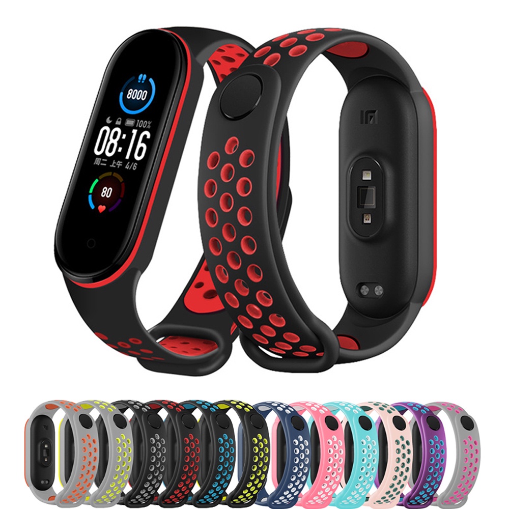 สําหรับ Mi Band 9 8 7 6 5 4 3 สร้อยข้อมือกีฬาซิลิโคน Miband8 Miband7 Miband6 Miband5 คู่สี Soft TPU Breathable สายรัดข้อมือ สายรัดข้อมือ