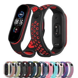 สายนาฬิกาข้อมือซิลิโคน TPU นิ่ม ระบายอากาศ สองสี สําหรับ Mi Band 8 7 6 5 4 3 Miband8 Miband7 Miband6 Miband5