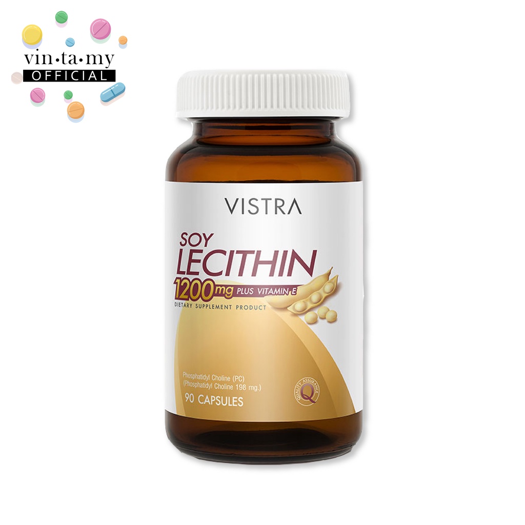 [ล็อตใหม่!] Vistra(วิสทร้า) Soy Lecithin 1200mg ขนาด 90 แคปซูล [EXP.20/11/2028]